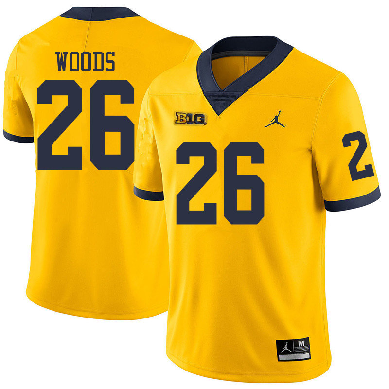 Jordan Brand Men #26 J'Marick Woods Michigan Wolverines College Football Jerseys Sale-Yellow